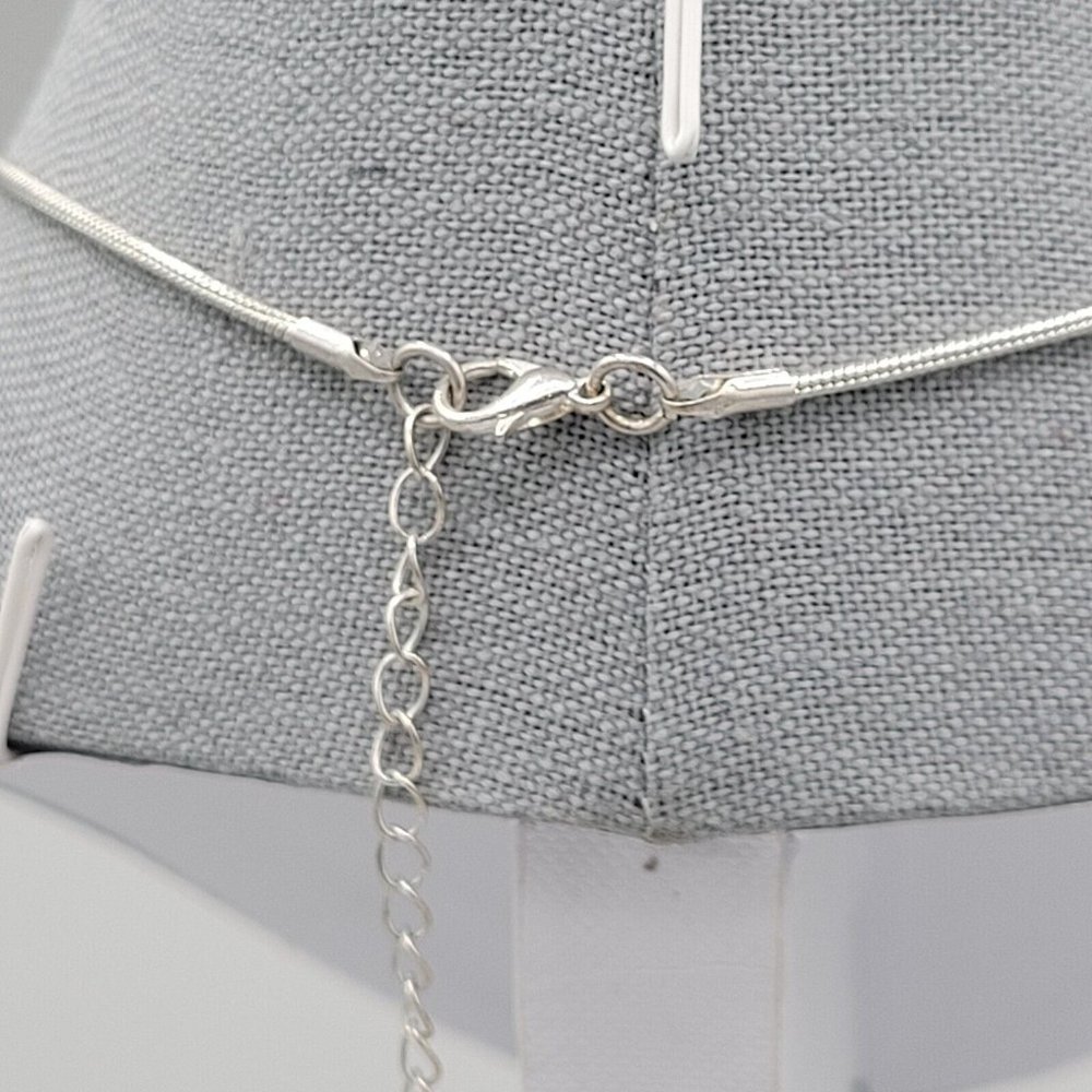 KC Blue Stone Rectangle Pendant Necklace Earrings Fashion Set Blue Silver Tone - Picture 6 of 12